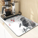 Silicone Coasters Set with Plant Ink Painting Pattern for Coffee Cups by Axyaa