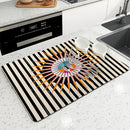 Axyaa Color Block Absorbent Draining Mat - Quick Dry Dish Drying & Bathroom Drain Pad