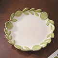 Axyaa Retro Flower Vine Ceramic Plate: High-end Steak Plate for Home & Restaurant