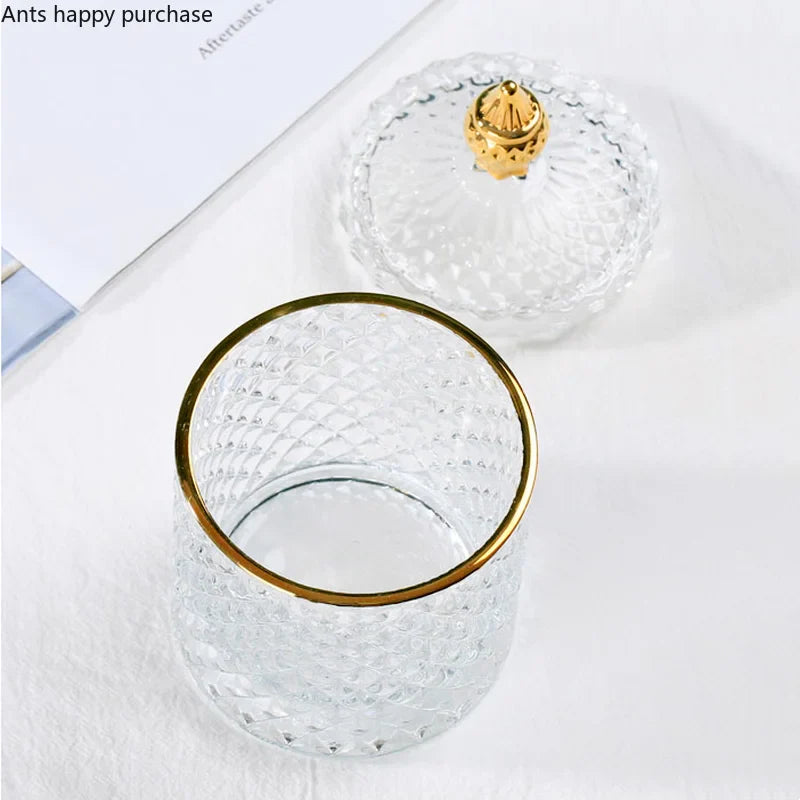 Axya Glass Jar with Cover: Jewelry, Candy, Cotton Swab Organizer