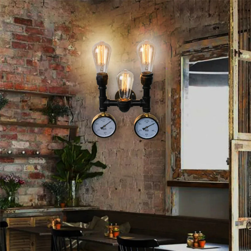 Axyaa Retro Iron Water Pipe Wall Light for Industrial Loft Decor