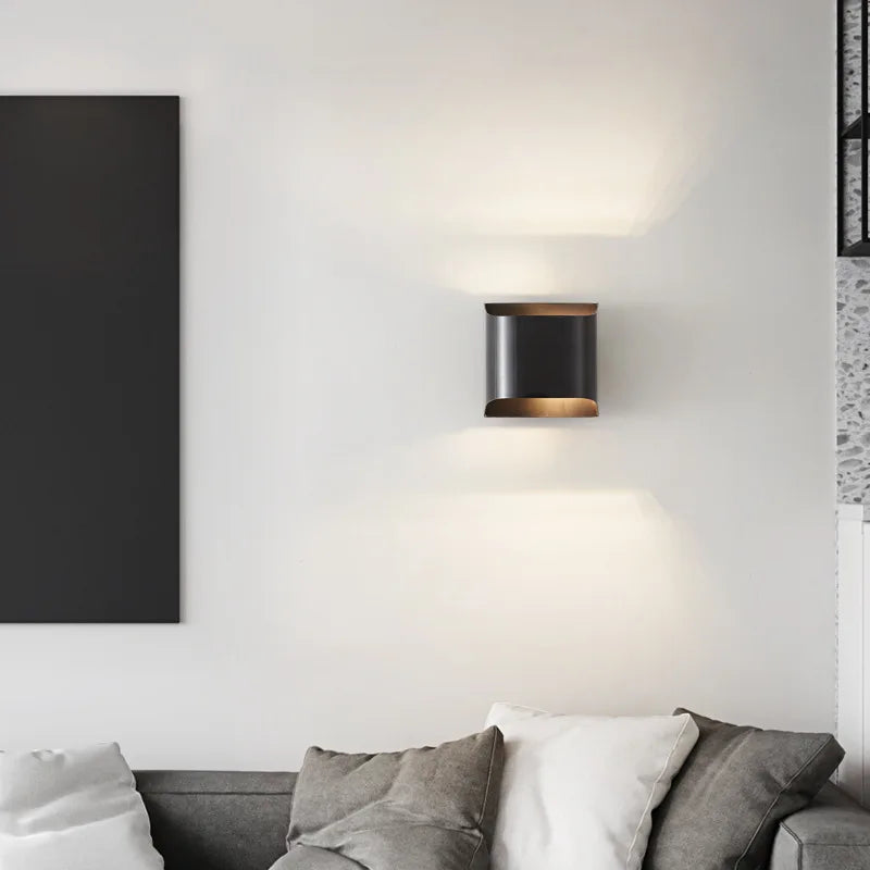 Axyaa Modern Brass LED Wall Lamp Gold Black Body Minimalist Lighting Sconce