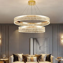Axyaa Gold Metal Chandeliers Modern Luxury Crystal LED Hanging Lamps