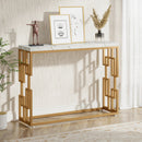Axyaa White Faux Marble Sofa Table, Modern 42.5" Entryway Hallway Console Table
