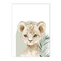 Custom Name Nordic Cute Animal Art Print Canvas Painting Lion Giraffe Poster by Axyaa