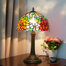 Axyaa Stained Glass Rose Table Lamp Vintage Desk Light Mediterranean Style