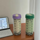 Axyaa 700ml Glass Water Bottle with Time Marker, Straw Infuser, BPA-Free - Cute, Portable Drinking Bottle