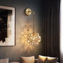 Axyaa Copper Glass LED Wall Lamp Sconce with Pull Chain Switch