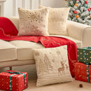 Axyaa Christmas Embroidered Beige Pillowcase 45x45cm Plush Winter Sofa Decor