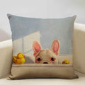 Axyaa Bullfighting Dog Cushion Cover - 45x45cm Linen Pillowcase for Home Decor