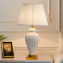 Axyaa Modern High Temp White Ceramic Table Lamp for Living Room & Bedroom