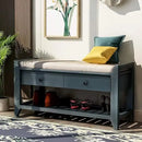Axyaa Shoe Bench with Cushioned Seat, 2 Drawers, Slatted Shelf