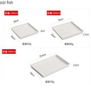 Axyaa Ceramic Steak Plate - White Square Texture Artistic Conception Tableware