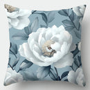 Axyaa Blue Floral Pillow Cover Set, 17.7" x 17.7", Single-Sided Print - Home Sofa Decor