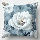Axyaa Blue Floral Pillowcase Set, 17.7" x 17.7", Single-Sided Print, Home Sofa Decor