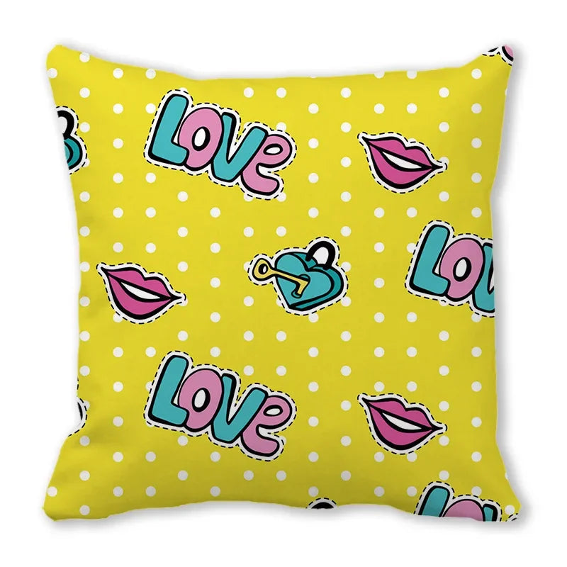 Heart Print Pillowcase for Home Decor by Axyaa - Love Cushion Cover