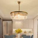 Axyaa Gold Black Metal Crystal Pendant Light Chain Chandelier
