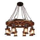 Axyaa Iron LED Wheel Pendant Lights - Industrial Metallic Lustre Hanging Lamps