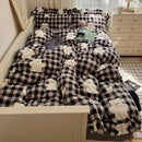 Axyaa Lace Printed Milk Fleece 4-Piece Set - Winter Coral Fleece