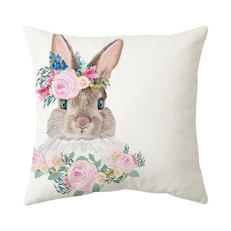 Axyaa Bunny Cushion Cover: Cartoon Rabbit Farmhouse Decor Pillowcase