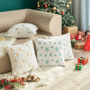 Axyaa Christmas Tree Embroidered Pillow Cover - Plush Snowflake Throw Cushion Cover