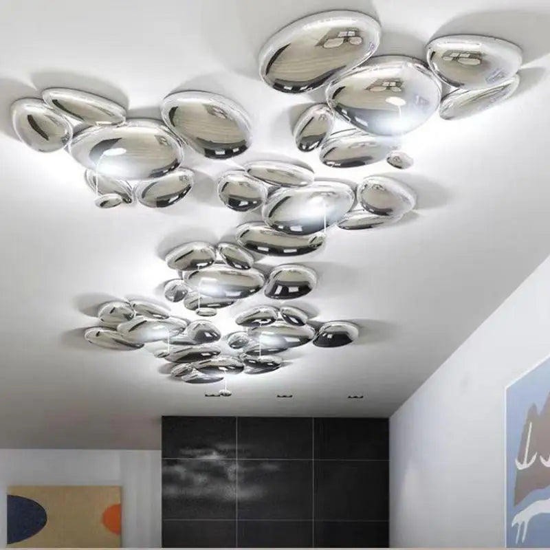 Axyaa Chrome Art Ceiling Lamp for Modern Living Room, Bedroom, and Lobby Lighting