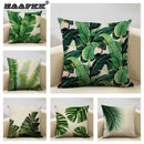 Axyaa Tropical Palm Leaf Cushion Cover 45x45cm Linen Pillowcase