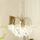 Axyaa French Retro Petal Glass Chandelier for Elegant Lighting Décor