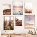 Sunset Grass Reed Art Print Landscape Canvas Wall Art Nordic Posters Axyaa