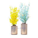 Axyaa Golden Stripe Ceramics Vase with Cover: Modern Home Decor Flower Jar