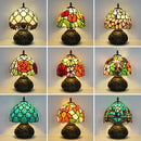 Axyaa Red Rose Stained Glass Table Lamp 8" - Bedroom Living Room Home Office