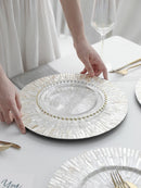 Axya Light Luxury Shell Table Runner & Round Trays for Elegant Tableware Arrangement