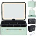 Axyaa LED Mirror Makeup Case|Travel Cosmetic Bag with Dividers & Brush Holder