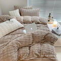 Axyaa Winter Rabbit Velvet Four-Piece Bedding Set in Solid Color