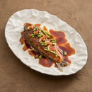 Axyaa Premium Fish Plate: High Temp Steamed Fish/Vegetable Plate, Hotel Tableware