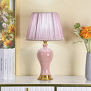Axyaa Pink Ceramic Bedroom Table Lamp Ice Crack Design Girls' Bedside Decor