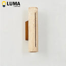 Axyaa Yellow Travertine Wood Wall Sconce for Home Decor
