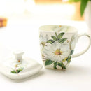 Axyaa Green Camellia Bone  Coffee Cup Porcelain Nespresso Tumbler White Ceramic Mug