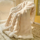 Axyaa Faux Rabbit Fur Plush Blanket for Home and Office Warmth