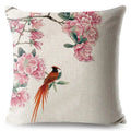 Axyaa Vintage Floral Bird Linen Cushion Cover - 45*45cm