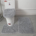 Axyaa 3 Piece White Bathroom Rugs Sets Non-Slip Bath Mats Lid Cover Contour Mat