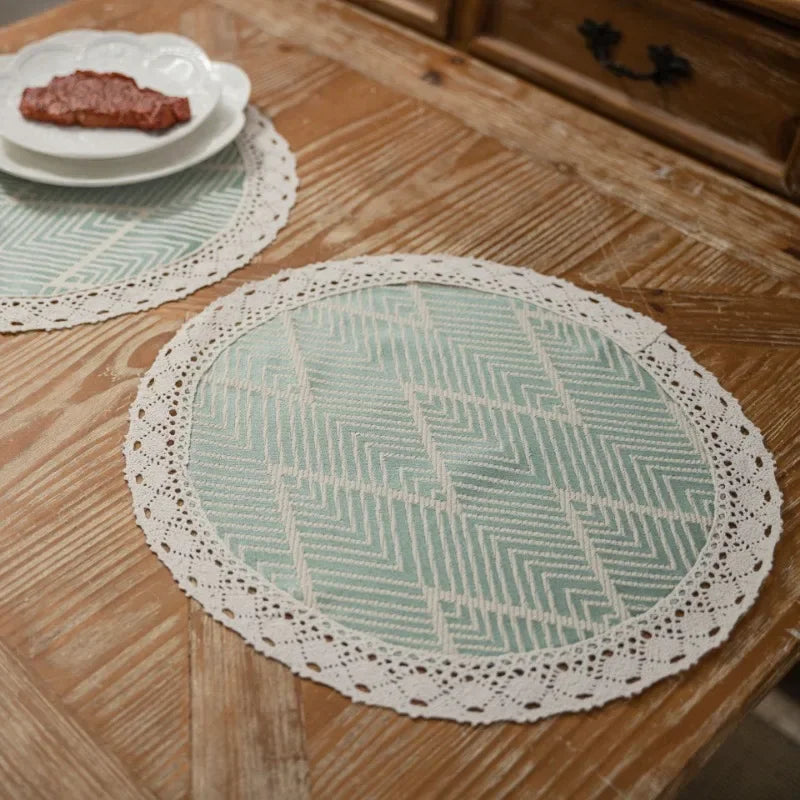 Geometric Jacquard Table Runner with Tassel Trim by Axya