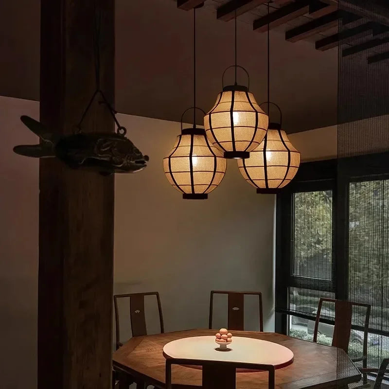Axyaa Retro Cloth Chandeliers: Japan Fabric Pendant Lights for Home Decor
