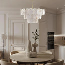Axyaa Brass Alabaster Ring Chandelier LED Home Decor Fixture