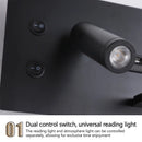 Axyaa LED Wall Lamp with Wireless Charger, USB Interface, & Switch