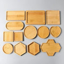 Axyaa Bamboo Coaster Set for Home Decor and Kitchen, Multi-use Wood Tray Plate