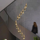 Axyaa Crystal Chandelier Stair Pendant Lamp - Modern Living Room Interior Lighting