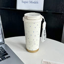 Axyaa Kawaii Star Steel Water Bottle with Filter Straw - Hot Cold Cute Thermos