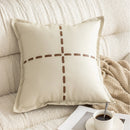 Axyaa Faux Leather Cushion Cover in Stylish Brown Ivory for Home Decor - 45x45cm