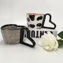 Axyaa Heart Ceramic Coffee Cup 300ml Striped Latte Mug - Exquisite Home Drinkware